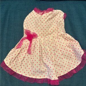 Companion Road dog dress, white with pink sunflower polka dot size m